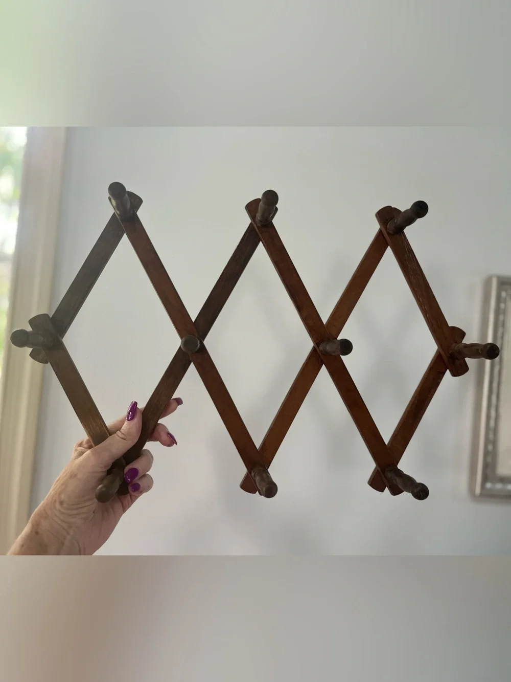 Wooden Accordion Wall Rack - Brown